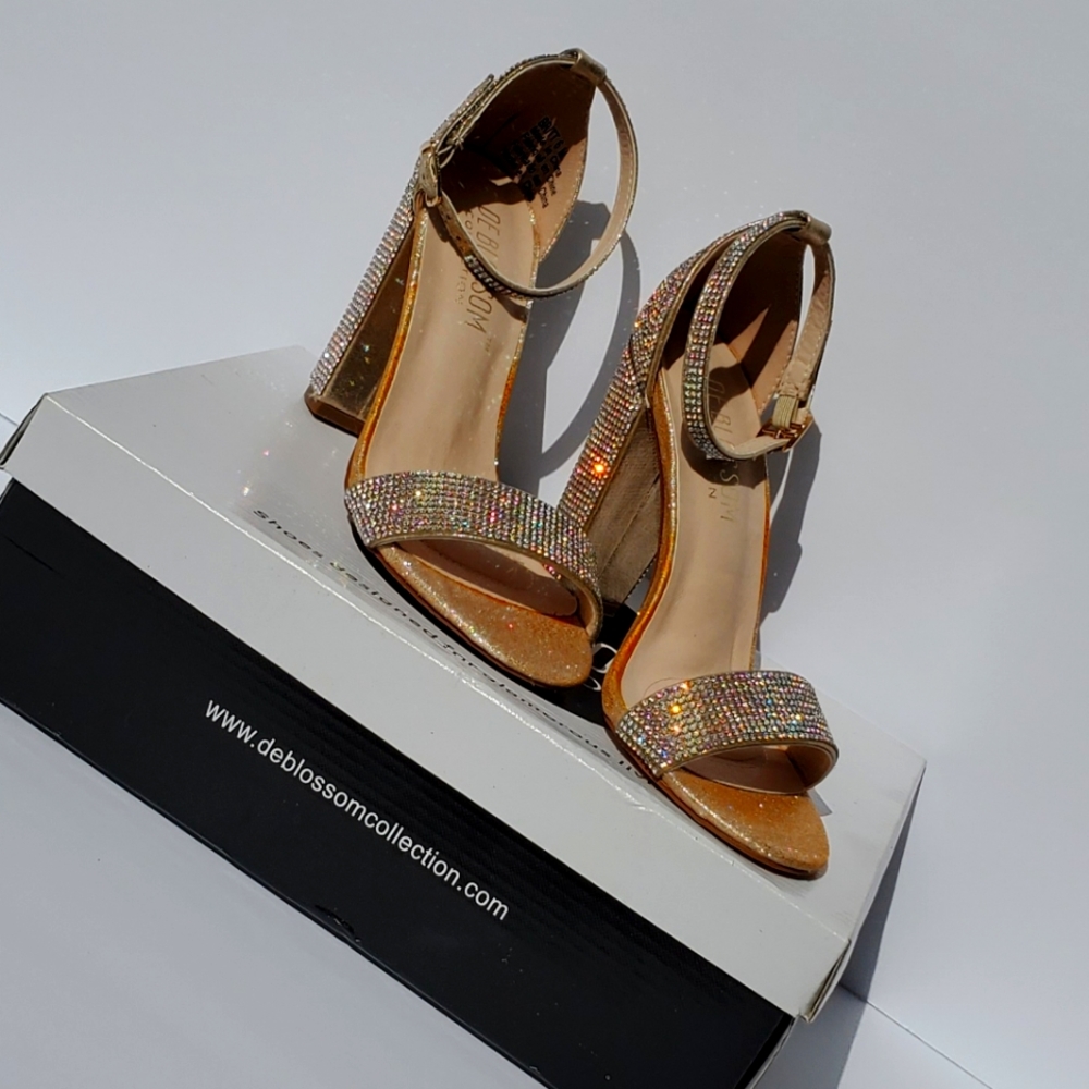 David Bridal's Crystal Block Heels with Shimmering Accents